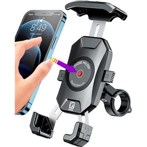 Motorcycle Phone Mount, [1s Lock] [One Hand Operation] Bike Phone Mount - Picture 1 of 16